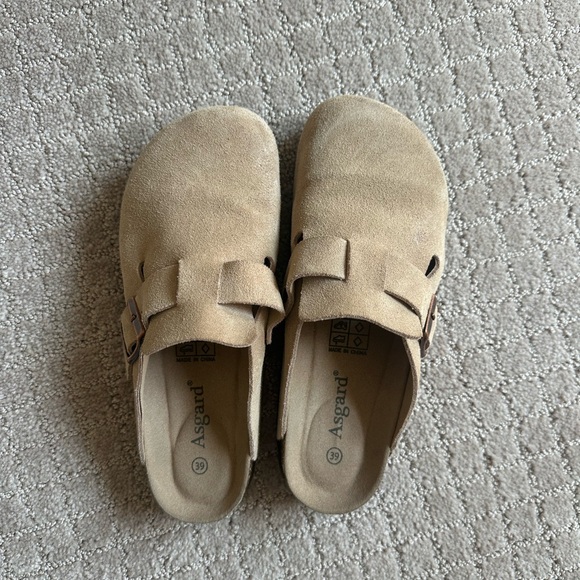 Shoes - Beige Suede Slip-On Clogs